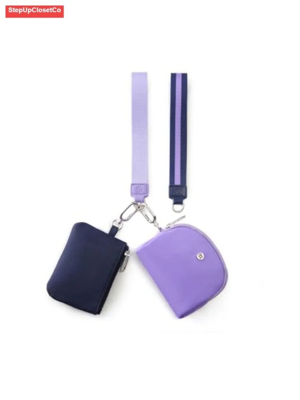 Dual Pouch Wristlet Wallet with 2 Straps, Zip Closure, Silk Blend, for Women &